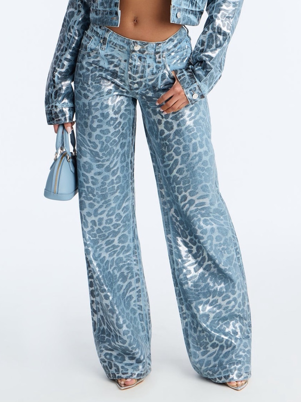 Fashion Nova Cosmic Spots Cuffed Wide Leg Jeans - Light Wash